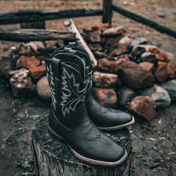 Men’s Western Cowboy Boots – Classic Embroidered Square Toe main image 5